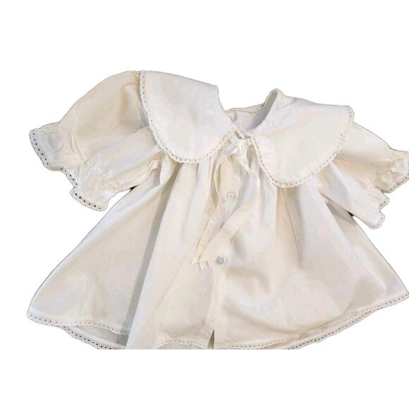 Vtg Baby Christening Dress & Bonnet Baptism Lace Trim Puritan Collar Handmade - Picture 3 of 13